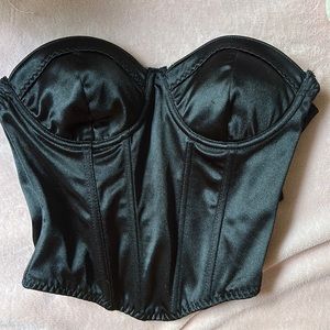 Black fake leather corset with rhinestones